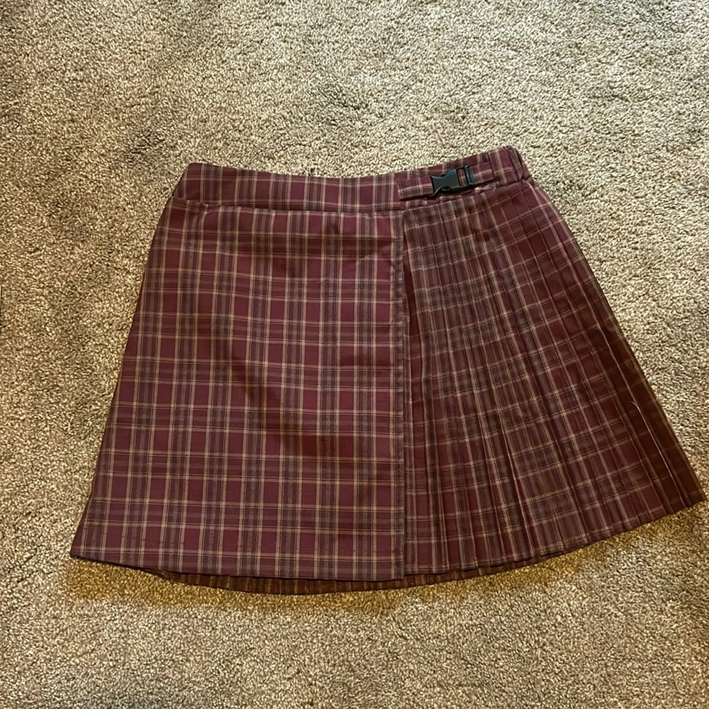 Pleated Plaid Wild Fable Skirt with Buckle